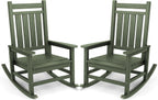 SERWALL Oversized Outdoor Rocking Chair Set of 2, HDPE Rocker for Adults, Patio Rocking Chairs for Porch, Avocado Green