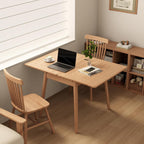 Solid Wood Small Dining Table, 23.6"L-47.2"L Expandable Kitchen Table for 2-6, Designed for Small Spaces, Easy Assembly, Suitable for Kitchen, Dining Room, Living Room, Apartment (Natural)