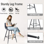 Sidanli Counter Height Barstools Set of 2, Counter Height Chairs with Backrest, Faux Leather, Metal Legs, 24 Inch Height Bar stools for Kitchen, Dining Room, Gray