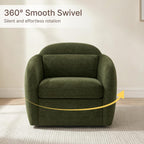 360° Swivel Accent Chair Set of 2, Comfy Upholstered Barrel Chairs with Pillow, High Back for Bedroom Living Room, Reading Room,Moss Green
