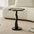 Flower Shape Sofa Side Table, Tray Top Wood Small End Table, Elegant Round Pedestal Accent Coffee Tables for Living Room Bedroom Balcony(51x43cm(H20.1 xD16.9), Black)