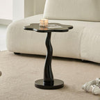 Flower Shape Sofa Side Table, Tray Top Wood Small End Table, Elegant Round Pedestal Accent Coffee Tables for Living Room Bedroom Balcony(51x43cm(H20.1 xD16.9), Black)