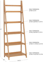 Linon Melissa Natural Wooden Five Shelf Ladder Bookcase