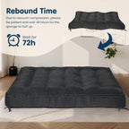 8 Inch Futon Mattress Full Size, Futon Floor Sofa Bed Foldable with Soft Corduroy Fabric - High Resilience Foam Filling - 2 Storage Straps for Home, Guest Room, Dorm, Grey (Frame Not Included)