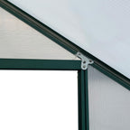 Outsunny 16' x 8' Aluminum Greenhouse Polycarbonate Walk-in Garden Greenhouse Kit with Adjustable Roof Vent, Rain Gutter and Sliding Door for Backyard, Patio, Clear