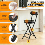 5Rcom 2 Pack Folding Stool, 24 inch Cushioned Padded Folding Bar Stool with Backrest, Foldable Stools for Adults Up to 400lbs, Collapsible Round Folding Counter Height Stool Chair for Camping Kitchen