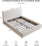 Queen Upholstered Platform Cloud Bed Frame with Headboard, Beige