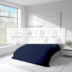 Kotton Culture 1 Pc California King Size Duvet Cover Only -100% Egyptian Cotton Sateen 600 Thread Count Ultra Soft Premium Durable Comforter Cover Zipper Closure & Corner Ties (Navy Blue,104"x98")