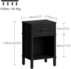 Black Nightstand with Drawers,Small Night Stand,Black Bedside Table