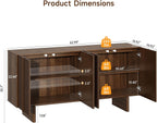 ONBRILL 63" Fluted Sideboard Cabinet with Storage Adjustable Shelves Walnut