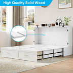 Mjkone 64" Width Queen Size Murphy Bed Cabinet with USB Charging Station, Guest Cabinets Bed with Large Drawers, Cube Cabinet Chest Beds for Bedroom, Home Office, Mattress Not Included, White