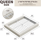 RECCI AirFrame Queen Upholstered Bed Frame with Square Cushioned Base