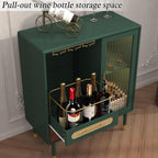 ARTPOWER Modern Coffee Bar Cabinet with Pull-Out Wine Storage, Green | Bar Cart with Wine Glass Rack and Drawers, Liquor Cabinet for Kitchen, Dining Room, Living Room