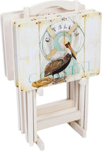 Cape Craftsmen Coastal Bird Folding TV Tray Tables - Shorebird-Themed Design, Perfect for Home, Patio, Beach Decor, Durable & Easy to Store