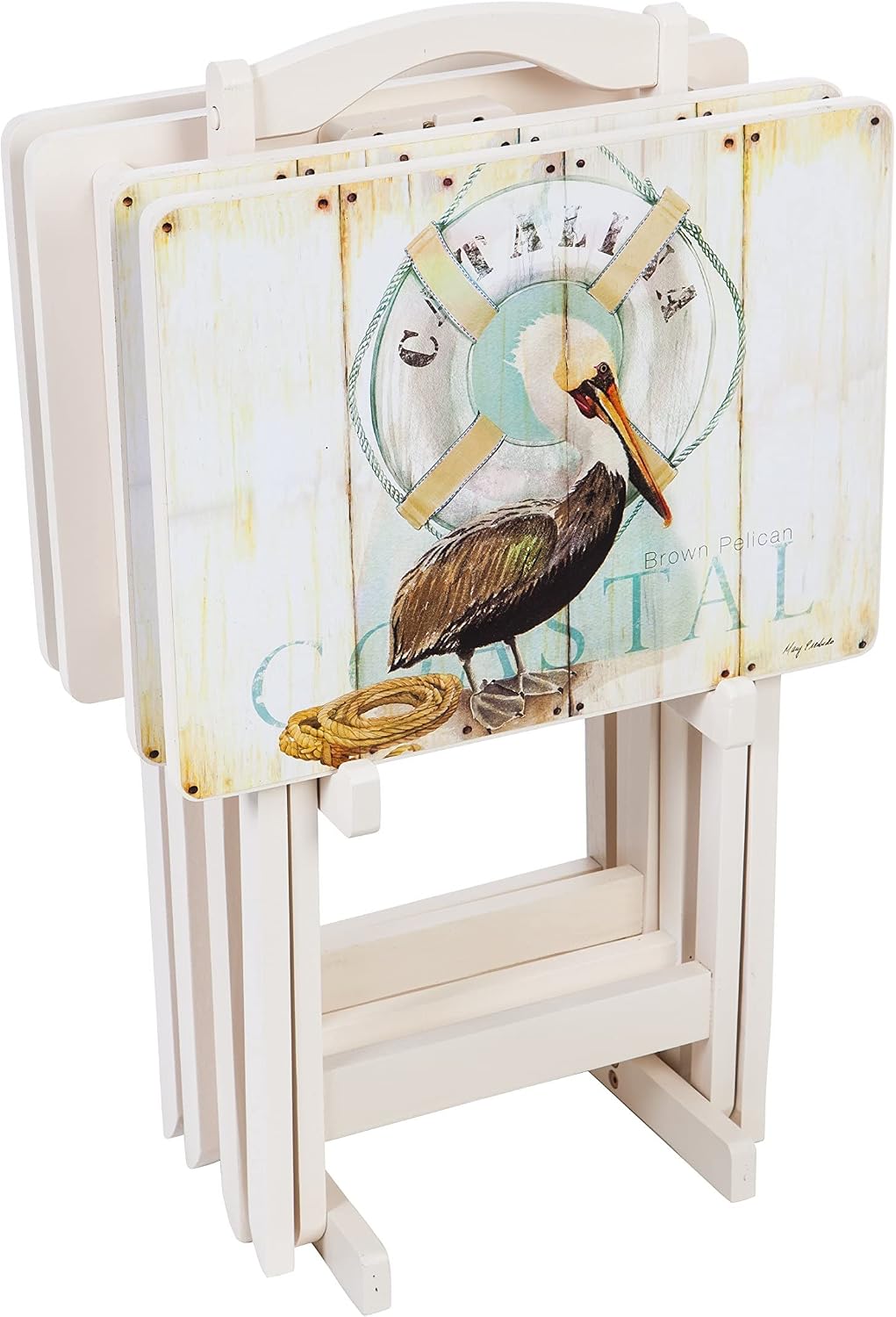 Cape Craftsmen Coastal Bird Folding TV Tray Tables - Shorebird-Themed Design, Perfect for Home, Patio, Beach Decor, Durable & Easy to Store