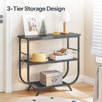 HOOBRO 3 Tier Small Console Table, 31.5" Entryway Table with Storage Shelf, Narrow Sofa Table, Behind Couch Table, Hallway Table with S-Hooks, for Living Room, Black BB63XG01