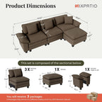 MIXPATIO 124" 4-Seat L Shaped Modular Sectional Sofa,Chenille Taupe | Modern Sectional Couches for Living Room, Wider Armrest and Deep Seat, Comfy Cloud Sofa, Soft Chenille Furniture