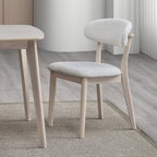 2Pcs Upholstered Wood Dining Chair, White Wash Color