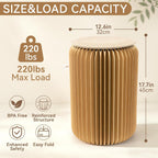 PAPER JAZZ 17in Foldable Stool Portable Stool for Adult House Decor Brown | Thick Paper Honeycomb Portable Stool,Folding Foot Stool Durable for Adults, Space Saving Lightweight for Bedroom Office