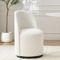 360 Degree Swivel Barrel Chair, Mid Century Modern Round Velvet Dining Chair Comfy Upholstered Accent Chair Makeup Vanity Side Chair for Kitchen & Dining Room Living Room Bedroom (Cream)