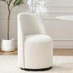 360 Degree Swivel Barrel Chair, Mid Century Modern Round Velvet Dining Chair Comfy Upholstered Accent Chair Makeup Vanity Side Chair for Kitchen & Dining Room Living Room Bedroom (Cream)