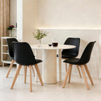 YLGJ&TIDY Modern Dining Chairs Set of 4 PU Leather Upholstered Chairs with Wooden Legs Mid Century Soft Padded Kitchen Chairs for Living Room Bedroom Dining Room Patio (Black, Pack of 4)