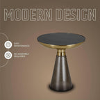 LeisureMod Side Table, Mid-Century Modern Accent End Table with Round Tempered Glass Top & Brushed Gold Iron Pedestal Base, for Small Spaces, Living Room, Coffee, Bedroom, Hyalus Collection in Smoke