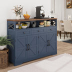 Befrases Farmhouse Buffet Cabinet with Drawers & Open Shelf, Sideboard with Storage, Kitchen Pantry Cabinet Hutch, Coffee Bar Station for Kitchen, Livingroom, 52" L Blue