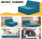 jela Foldable Sofa Bed, Convertible Sleeper Lounge Chair Floor Mattress Floor Couch with Backrest, Fold Out Futon with Washable Miss Fabric Cover for Guest Room, Living Room (83"x33",Teal)