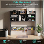 37" Black Desk Hutch Dorm Top Only with Sheves Felt Board for College