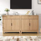 Vabches Fluted Sideboard Buffet Cabinet with Storage, 32" Coffee Bar Console Table with Drawer, Fluted Doors & Adjustable Shelf, Wood Small Buffet Cabinet for Living Room, Kitchen Dining Room, Oak