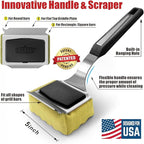 GRILLART Grill Brush Bristle Free. Upgraded BBQ Replaceable Cleaning Head, Seamless-Fitting Scraper Tools for Cast Iron/Stainless-Steel Grates Griddle, Safe Barbecue Grill Cleaner-Black