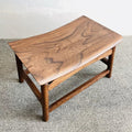 Solid North Elm Wood Shoe Changing Stool, Hand-Carved, Waxed Finish, Jointed Structure, 18.5 x 12.2 x 11.8 Inch (Walnut)