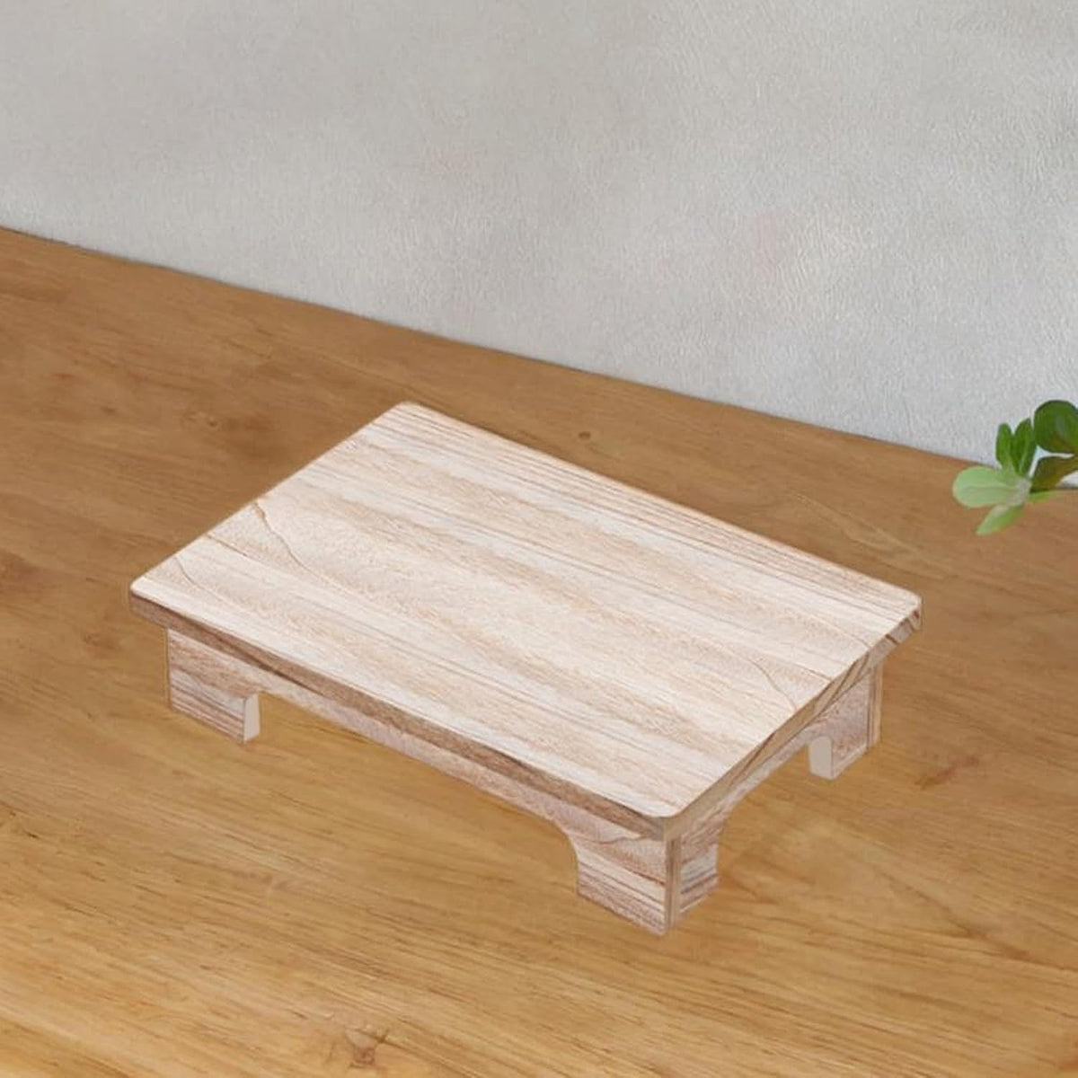 Wood Low Coffee Table Functional Stool for Meditation and Relaxation, Wood Color, 40x28x10cm