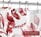 MitoVilla Red Spring Floral Shower Curtain, Modern Plants Botanical Fabric Cloth Shower Curtains for Chic Elegant Bathroom Decor, Summer Watercolor Eucalyptus Leaf, 72x72