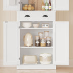 IRONCK Kitchen Pantry Storage Cabinet 72.6" H x 24" W, White | Freestanding Storage Cabinet with Barn Doors, Drawer, 4 Adjustable Shelves, Tall Snack Food Cabinet for Dining Room