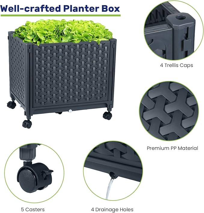 LINEX Raised Garden Bed Planter Box with Trellis, 67.6” Tomato Planters for Climbing Plants Vegetable Vine Flowers Outdoor Patio, Tomatoes Cage w/Self-Watering & Wheels