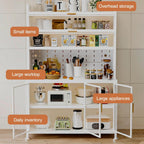 Kitchen Pantry Storage Cabinet with Adjustable Shelves, Pantry Storage Cabinet, Freestanding Cupboard for Kitchen, Dining Room(Gray,188x100cm/74x39.4in)