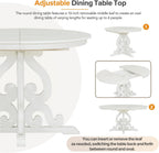 Extendable Dining Table Set for 4-6, Farmhouse Kitchen Table Set with Extendable Round Dining Table & 4 Upholstered Chairs, Solid Wood Table and Chairs Set for Kitchen, Dining Room, Antique White