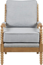 Madison Park Donohue Midcentury Modern Accent Chairs Padded Solid Wood Armrest and Frame Oakwood Finish, Upholstered Seat, Bedroom, Family or Living Room, 25.5" W x 32" D x 35.75" H, Light Blue