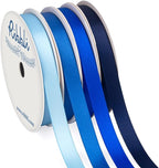 Ribbli Blue Satin Ribbon 3/8 Inch x 4 Rolls Total 40 Yards- Baby Blue/Royal Blue/Electric Blue/Navy Ribbon for Wrapping and Craft