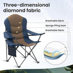 2 Pack Folding Camping Chairs for Adults - High Back Padded Outdoor Lawn Chairs with Lumbar Support & Cup Holder, 400lbs Heavy Duty Portable Camping Chairs Set (Blue & Brown, 2 PCS)