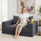 COMAX Futon Sofa Bed, Convertible Sofa Bed, Folding Couches | Low-Profile Small Couch for Living Room, 11.8" H Low Seat 59" Foldable Floor Sofa Lounge Space‑Saving