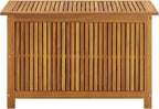 Gecheer Garden Storage Box, Solid Acacia Wood Outdoor Storage Bench 90x50x58 cm with Water Resistant Bag for Patio and Indoor Organization