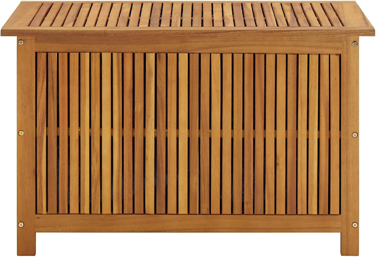 Gecheer Garden Storage Box, Solid Acacia Wood Outdoor Storage Bench 90x50x58 cm with Water Resistant Bag for Patio and Indoor Organization