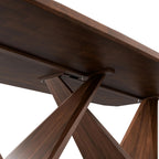 Furniture of America Nazaen III 82.5" Mid-Century Modern Solid Wood Live Edge Dining Table with Steel Support, Walnut Finish, Seats 4–6