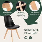 42in Round Dining Table Set for 4, Kitchen Table with Chairs | Circle Table, PU Leather Chair, Metal Cross Base, Storage Shelf, Breakfast Nook, Space-Saving, Apartment, Living Room, Black