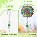 Wind Spinner Tail Gazing Ball Spiral - Mesmerizing Visual Illusion in Spinning | Wind Spinners Stabilizer | Rotating Yard Art Decor, Indoor/Outdoor Garden Decoration-13in (Green Glass Orb)