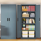 BESFUR Metal Storage Cabinet, 71" H Steel Locking Storage Cabinet with 2 Doors and 4 Shelves for Garage, Office, Classroom