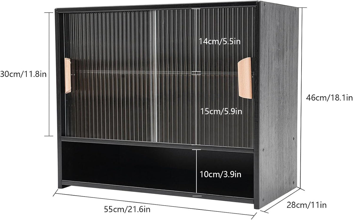 Xuthusman Kitchen Pantry Storage Cabinet,21.6x11x18.1inch Freestanding Narrow Floor Organizer with Sliding Doors Adjustable Tall Storage Cabinet for Bathroom Kitchen Living Room
